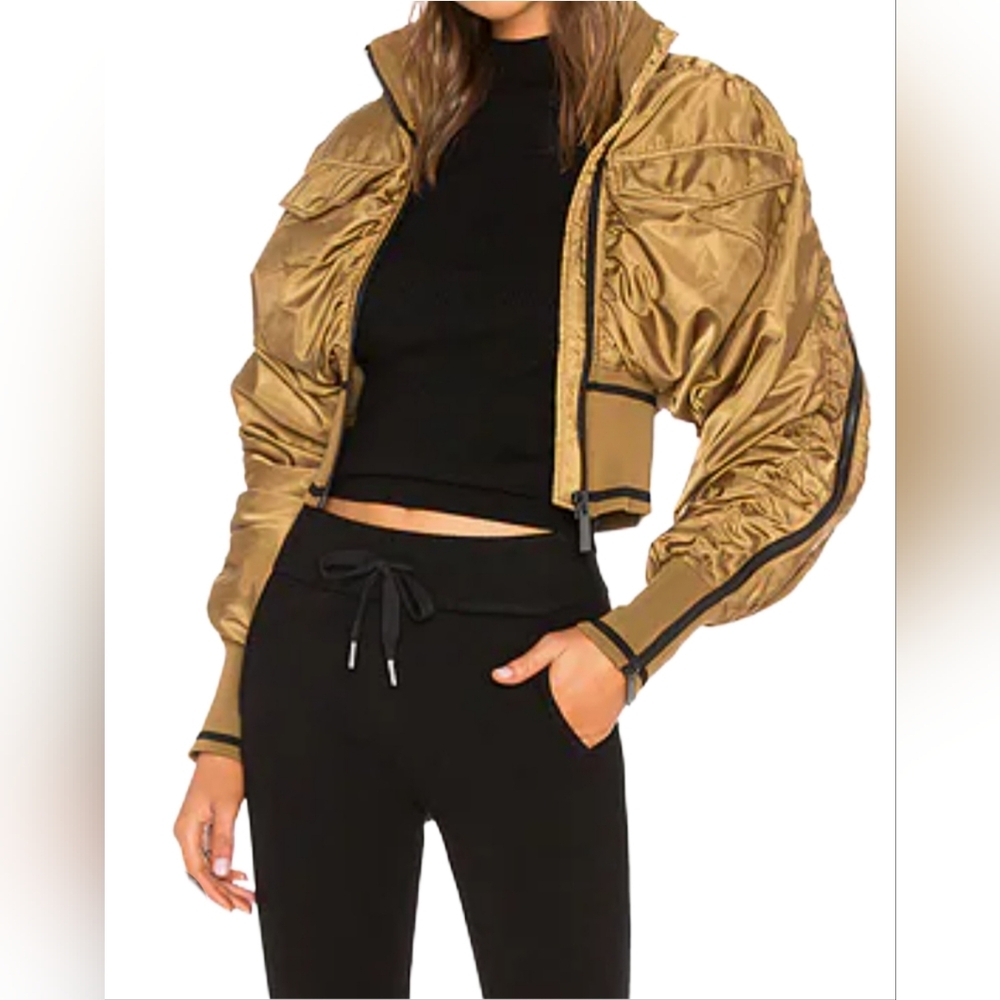 Military Flight Corset Bomber Jacket in GOld IVY PARK Size S Festival Y2K